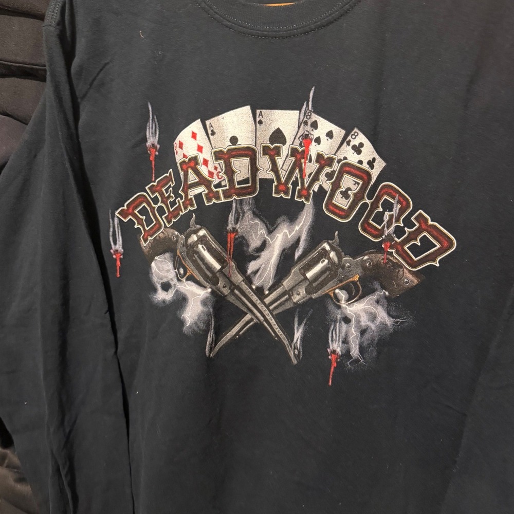 Vintage y2k Deadwood Biker Black Long Sleeve Mens Medium Shirt - Picture 2 of 5